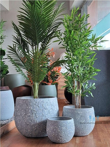 Grey And White Glazed Like Bowl Shaped FRP (Fiberglass) Indoor And Outdoor Planters Are Lightweight, Durable, Weather Resistant, UV Resistant Made For Residential And Commercial Spaces, Available Exclusively On Shahi Sajawat India, the world of home decor products. Best trendy home decor, office decor, restaurant decor living room, kitchen and bathroom decor ideas of 2024.