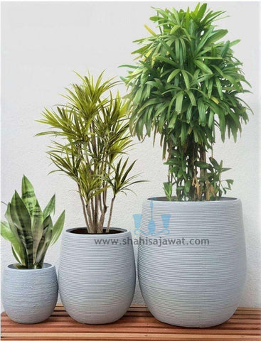 White Ribbed Vase Shaped FRP (Fiberglass) Indoor And Outdoor Planters Are Lightweight, Durable, Weather Resistant, UV Resistant Made For Residential And Commercial Spaces, Available Exclusively On Shahi Sajawat India, the world of home decor products. Best trendy home decor, office decor, restaurant decor living room, kitchen and bathroom decor ideas of 2024.