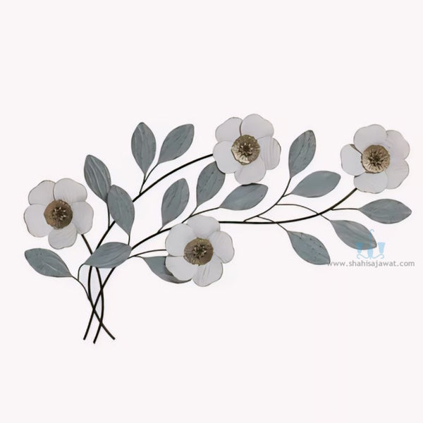 Bluish Gray And White Magnolia Flowers Handcrafted Metal Wall Hanging (Wall Decor) Available Exclusively At Shahi Sajawat India,the world of home decor products.Best trendy home decor, office decor, restaurant decor, living room, kitchen and bathroom decor ideas of 2024.