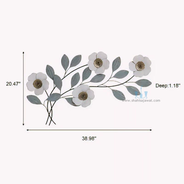 Bluish Gray And White Magnolia Flowers Handcrafted Metal Wall Hanging (Wall Decor) Available Exclusively At Shahi Sajawat India,the world of home decor products.Best trendy home decor, office decor, restaurant decor, living room, kitchen and bathroom decor ideas of 2024.