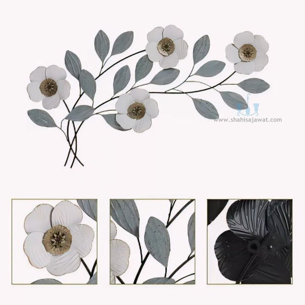 Bluish Gray And White Magnolia Flowers Handcrafted Metal Wall Hanging (Wall Decor) Available Exclusively At Shahi Sajawat India,the world of home decor products.Best trendy home decor, office decor, restaurant decor, living room, kitchen and bathroom decor ideas of 2024.