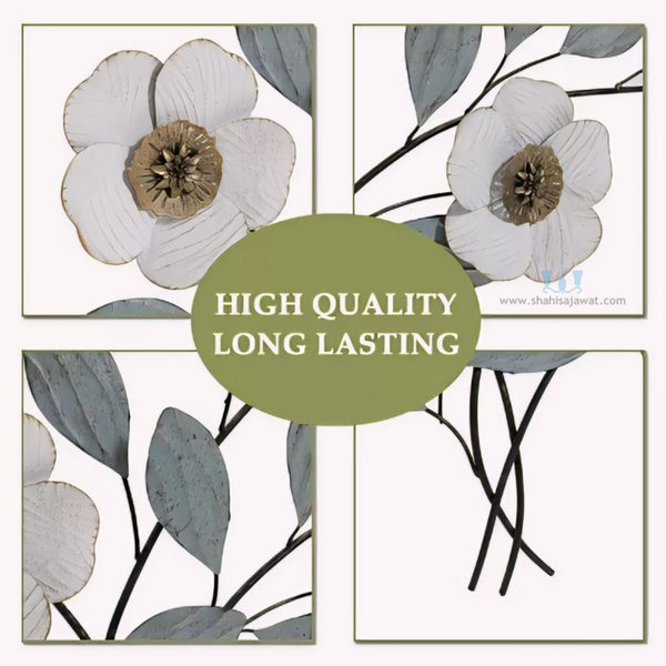 Bluish Gray And White Magnolia Flowers Handcrafted Metal Wall Hanging (Wall Decor) Available Exclusively At Shahi Sajawat India,the world of home decor products.Best trendy home decor, office decor, restaurant decor, living room, kitchen and bathroom decor ideas of 2024.