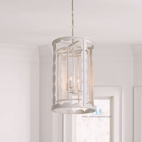 Subtle White Scalloped 4 Light Transitional Handcrafted Metal Pendant Light With Candelabra Base Type, available exclusively on Shahi Sajawat India, the world of home decor products. Best trendy home decor, living room, kitchen and bathroom decor ideas of 2024.