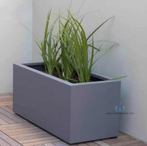 Grey Horizontal Rectangular FRP (Fiberglass) Indoor And Outdoor Planters Are Lightweight, Durable, Weather Resistant, UV Resistant Made For Residential And Commercial Spaces, Available Exclusively On Shahi Sajawat India, the world of home decor products. Best trendy home decor, office decor, restaurant decor, hotel decor, airports, mall decor ideas of 2024.