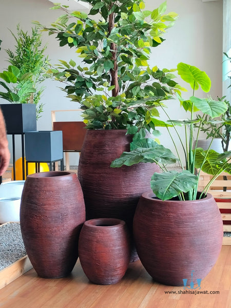 Stunning Brown Tapering Cylinder FRP Planters