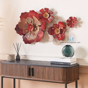 Red And Gold Floral Handcrafted Metal Wall Hanging (Wall Decor) Available Exclusively At Shahi Sajawat India,the world of home decor products.Best trendy home decor, office decor, restaurant decor, living room, kitchen and bathroom decor ideas of 2025.