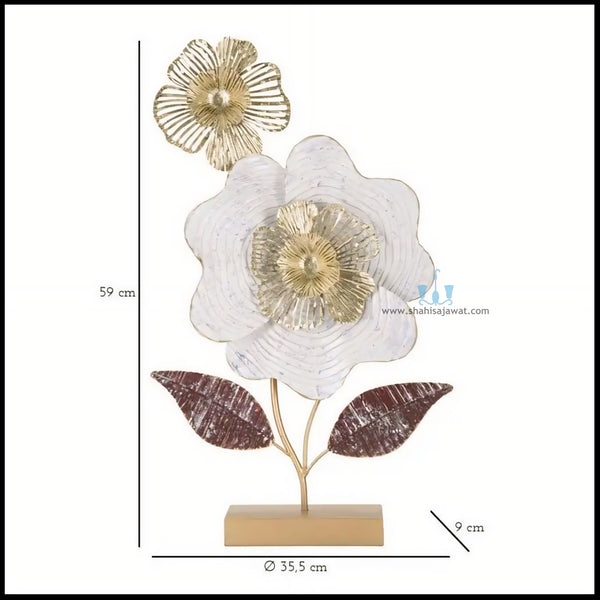 White Contemporary Floral Metal Table Top Handcrafted Sculpture (Figurine), Available exclusively on Shahi Sajawat India, the world of home decor products. Best trendy home decor, office decor, living room,table decor, kitchen and bathroom decor ideas of 2025.