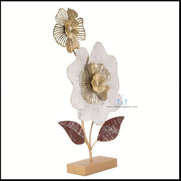 White Contemporary Floral Metal Table Top Handcrafted Sculpture (Figurine), Available exclusively on Shahi Sajawat India, the world of home decor products. Best trendy home decor, office decor, living room,table decor, kitchen and bathroom decor ideas of 2025.