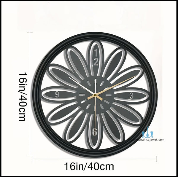 Gold/Black Floral Handcrafted Quartz Metal (Iron) Modern Wall Clock With Single Face Form And Needle Display, available exclusively on Shahi Sajawat India, the world of home decor products.Best trendy home decor, office decor, restaurant decor, living room, kitchen and bathroom decor ideas of 2025.