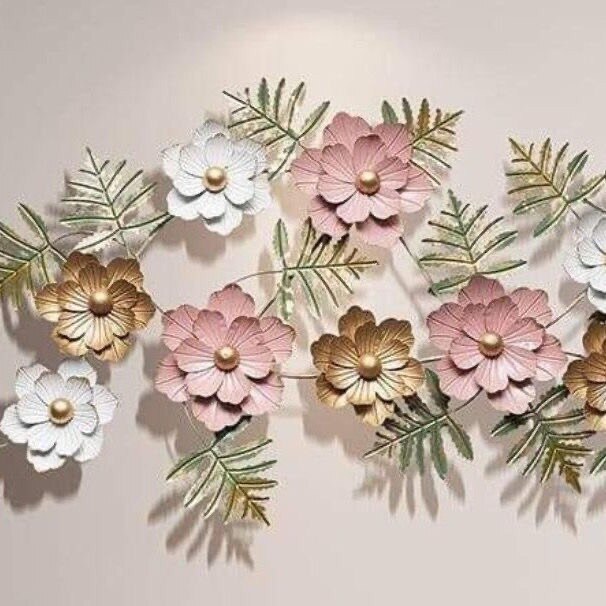 Subtle Pink And Gold Floral Wall Hanging